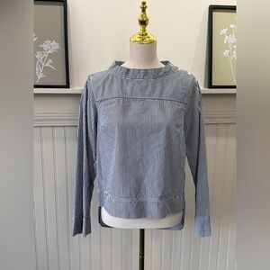 J. Crew Striped Button Detail Blouse Size 6 White/Black Cotton